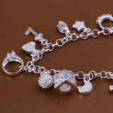 925 Silver Valentine Charm Bracelet Wedding Jewelry for Women