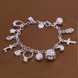 925 Silver Valentine Charm Bracelet Wedding Jewelry for Women
