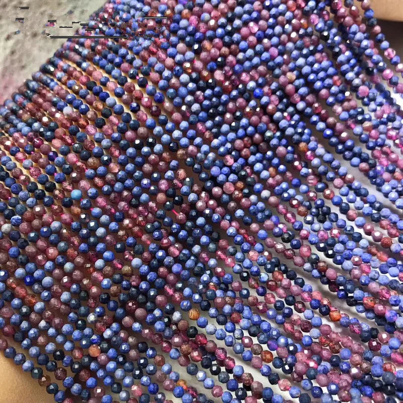 Sapphire Faceted Loose Beads 2/4mm for Jewelry Making 14 inch