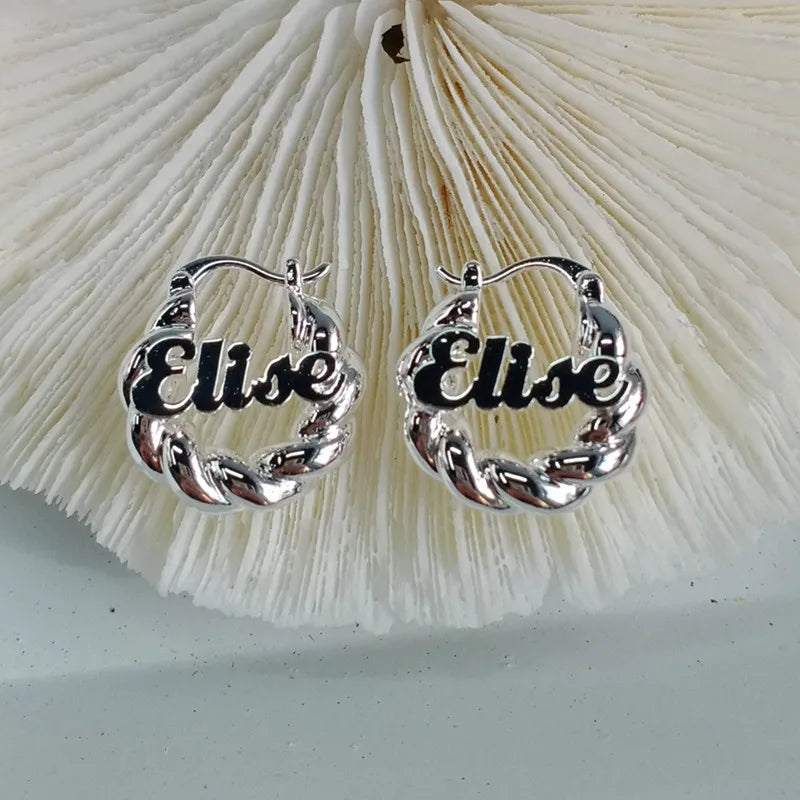 Stainless Steel Name Hoop Earrings for Women