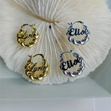 Stainless Steel Name Hoop Earrings for Women