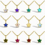 S925 Star Pendant French Necklace Multi-color Zircon
