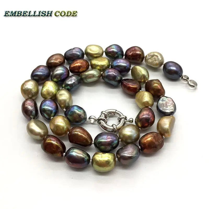Hong Kong Peacock Brown Yellow Baroque Pearl Choker Necklace