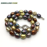 Hong Kong Peacock Brown Yellow Baroque Pearl Choker Necklace