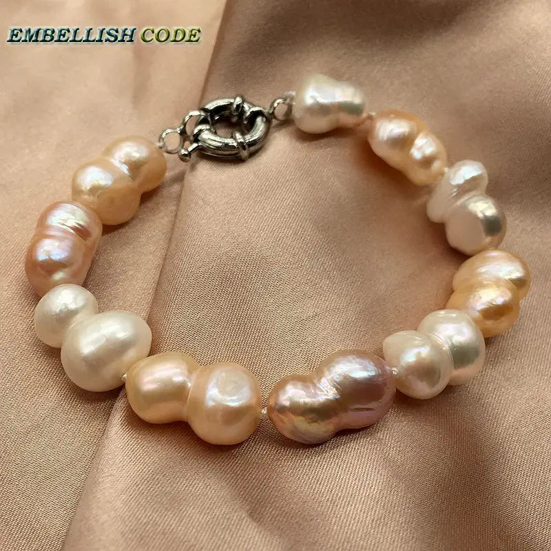 Baroque Pearl Bracelet Bangle Mixed Peach Purple Freshwater Pearls