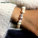 Baroque Pearl Bracelet Bangle Mixed Peach Purple Freshwater Pearls