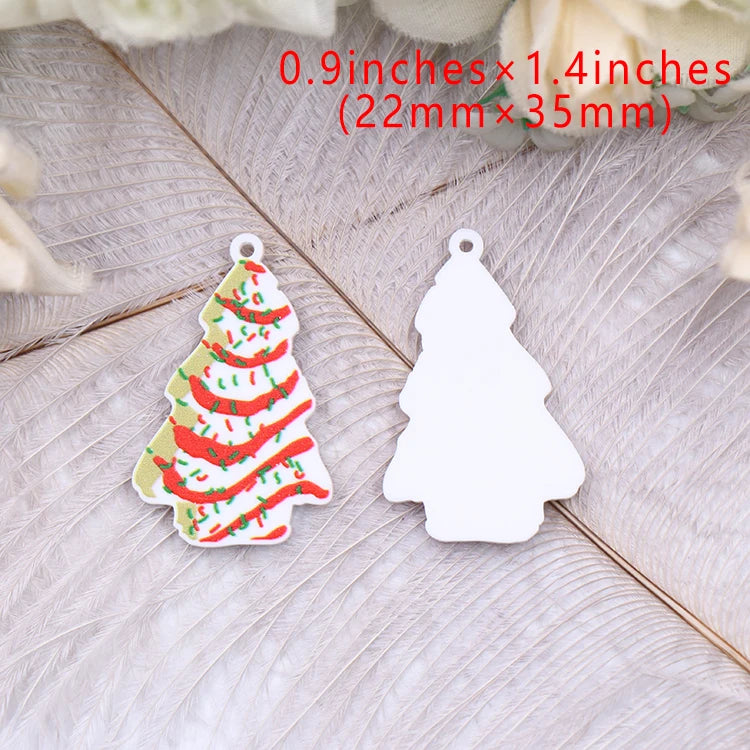 Set of 10 Christmas Tree Acrylic Findings for Women - 35mm