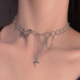 Metal Butterfly Necklace Women Minimalist Style Chain Jewelry