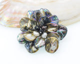 Shell & Freshwater Pearl Flower 60mm Brooch Nature Beads Nature