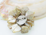 Shell & Freshwater Pearl Flower 60mm Brooch Nature Beads Nature
