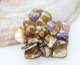 Shell & Freshwater Pearl Flower 60mm Brooch Nature Beads Nature