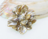 Shell & Freshwater Pearl Flower 60mm Brooch Nature Beads Nature