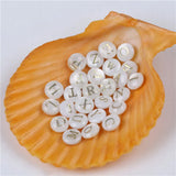 Drilled Shell Pearl Beads Mother of Pearl Round Alphabet Pendant