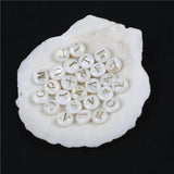 Drilled Shell Pearl Beads Mother of Pearl Round Alphabet Pendant
