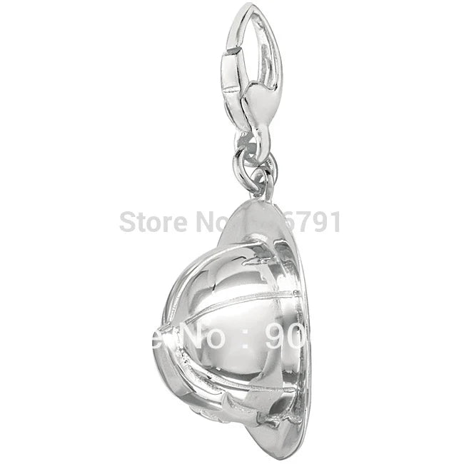 Silver-Plated Fireman Hat Charm Jewelry