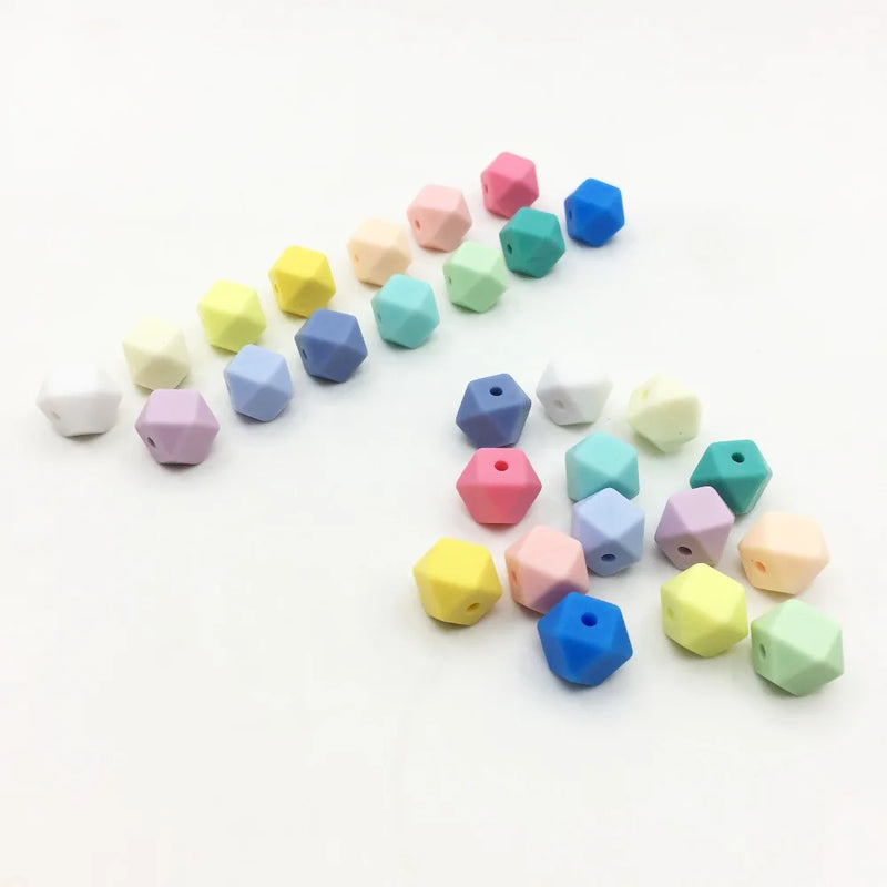 100PC Mini Hexagon Silicone Beads Baby Teether DIY Jewelry