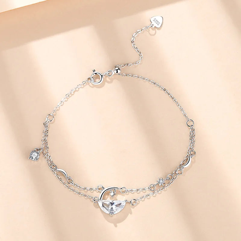 Double-Layer Sterling Silver 925 Bracelet for Women