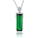 925 Silver Necklace Emerald Pendant Green Jewelry Woman Jade Emerald Chain