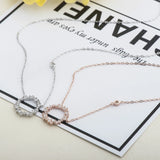 Sterling Silver Circle Necklace with Micro Zircon Pendant