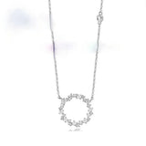 Sterling Silver Circle Necklace with Micro Zircon Pendant