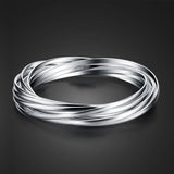 925 Sterling Silver Bracelet Bangle For Women - 1/3/7/10/13 Circles