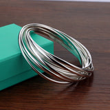 925 Sterling Silver Bracelet Bangle For Women - 1/3/7/10/13 Circles