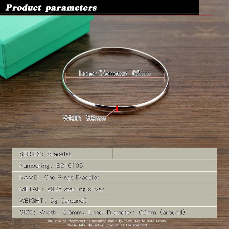 925 Sterling Silver Bracelet Bangle For Women - 1/3/7/10/13 Circles
