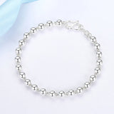 Smooth Face Buddha Bead Bracelet National Pure Silver Bracelet