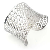 Silver Stainless Steel Carved Bangle Open Bracelet Exaggerated Jewelry Women