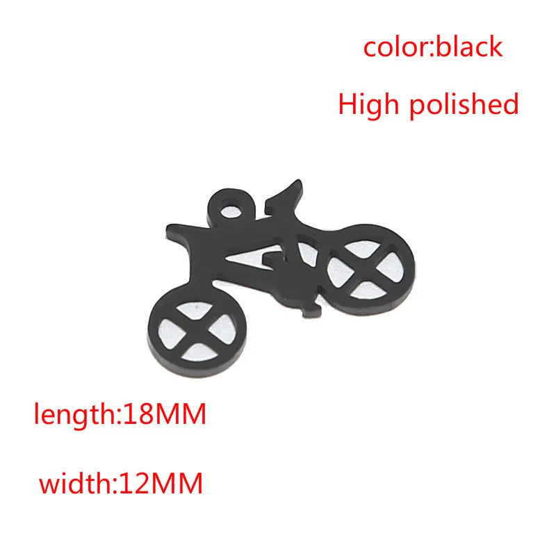 Bike Polish Stainless Steel Charm Biker Pendant for DIY Jewelry Making