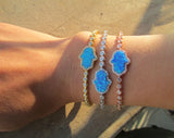Silver Rose Fire Opal Gem Tennis Chain 925 Sterling Silver Bracelets