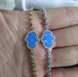 Silver Rose Fire Opal Gem Tennis Chain 925 Sterling Silver Bracelets