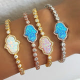 Silver Rose Fire Opal Gem Tennis Chain 925 Sterling Silver Bracelets
