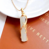 Dragon and Phoenix Pendant Necklace with Baitian Chalcedony Inlay