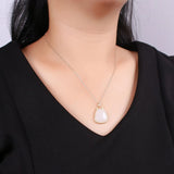 Silver Inlaid Hetian & Sheep Fat Jade Pendant Necklace