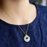 Chinese Flower Branch Hetian Jade Pendant Necklace
