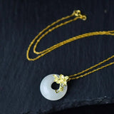 Chinese Flower Branch Hetian Jade Pendant Necklace
