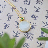 Silver Inlaid Hetian Jade Pendant Necklace Chinese Retro Charm Women's Jewelry