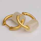 Silver Inlaid Hetian Jade Earrings for Women