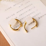 Silver Inlaid Hetian Jade Earrings for Women