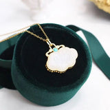 Chinese Retro Silver Inlaid Chalcedony Pendant Necklace