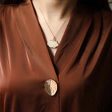 Chinese Retro Silver Inlaid Chalcedony Pendant Necklace