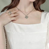Silver Inlaid Jade Pendant Necklace Chinese Retro Ethnic Charm Craft Jewelry