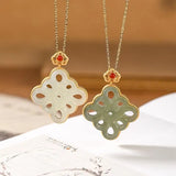 Silver Hetian Jade Chinese Knot Retro Red Cloud Charm