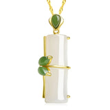 Silver Hetian Jade Bamboo Pendant Necklace - Chinese Retro Women's Jewelry