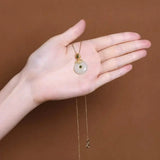 Silver Natural Hetian Jade Pendant Necklace Chinese Retro