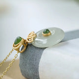 Silver Natural Hetian Jade Pendant Necklace Chinese Retro