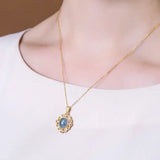 Silver Chalcedony Pendant Necklace Chinese Retro Palace Women's Jewelry