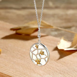 Silver Jade Plum Pendant Necklace - Hetian Jade