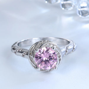 Silver Plated Pink CZ Engagement Ring for Women